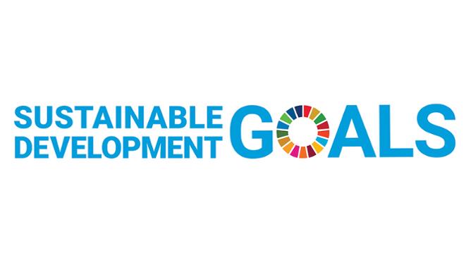 Logo of the United Nations Sustainable Development Goals with the wheel depicting seventeen colours, one for each goal