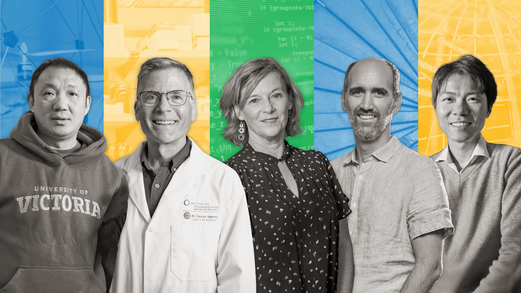 Collage image of 5 UVic faculty members.