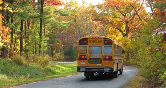 school bus on rural road