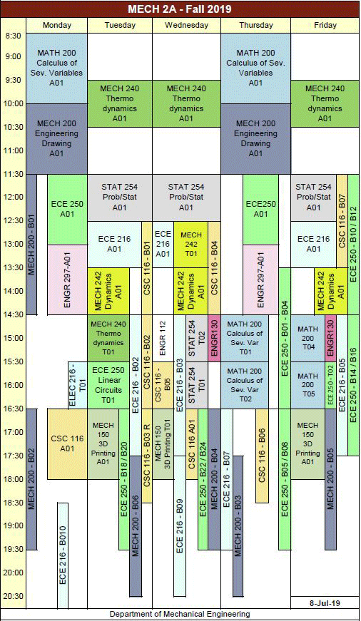 Timetables University of Victoria