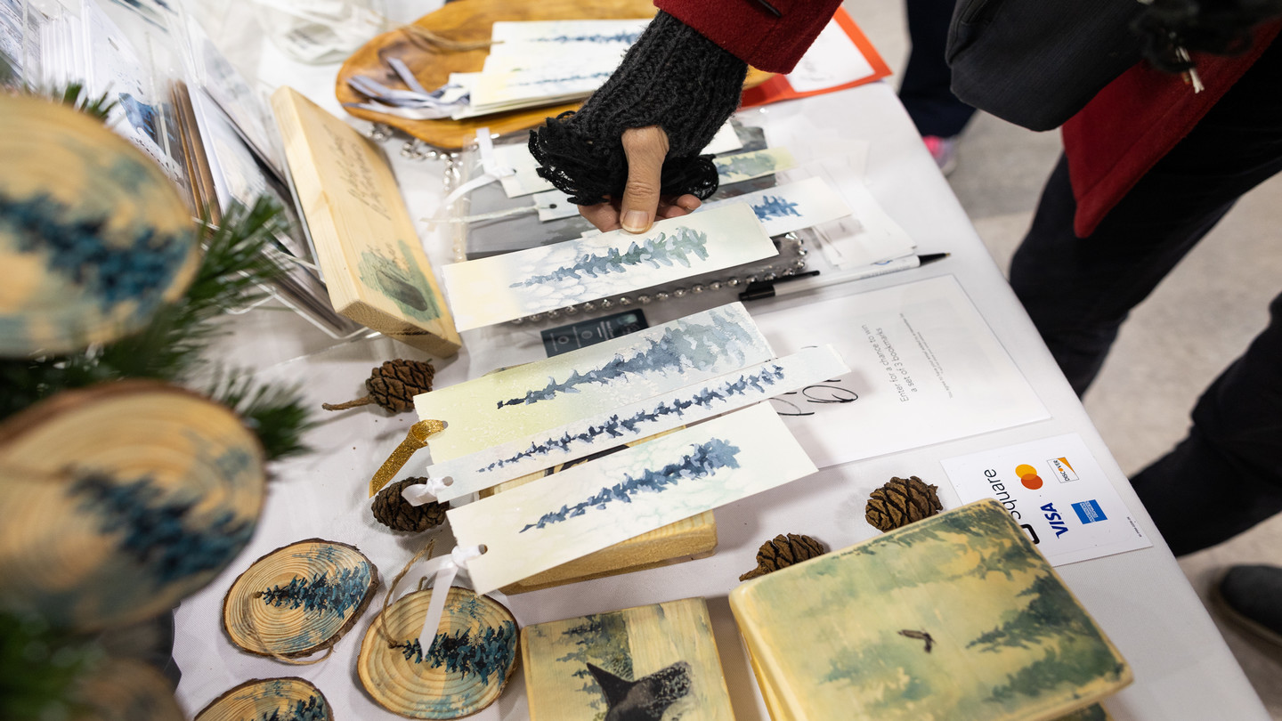 Table full of artisan works for sale