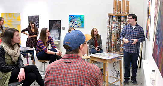 Students in an art classroom