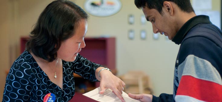 Orientation staff provide assistance to new graduate students. 