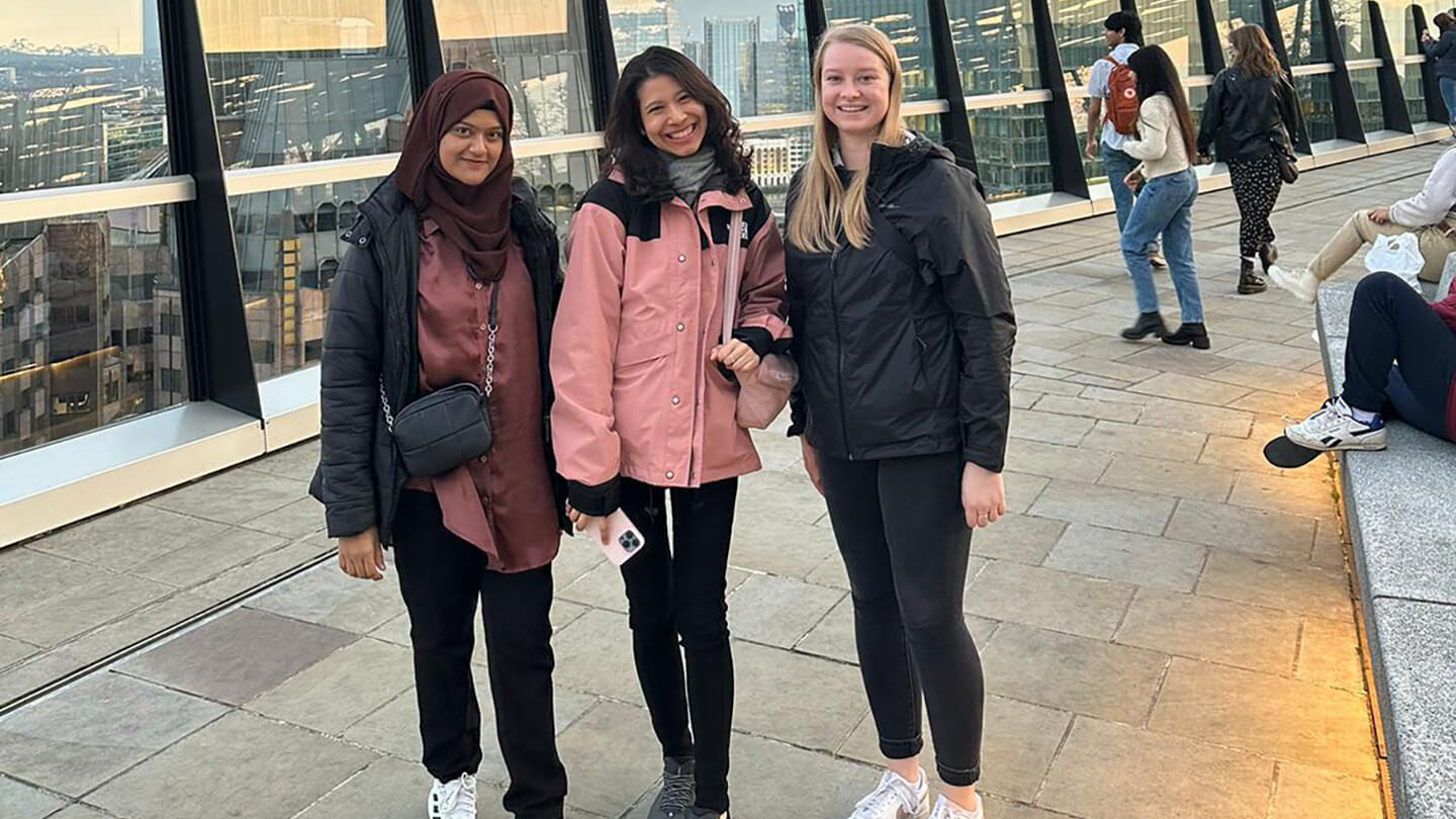 A trio of MGB students pose for a picture while abroad