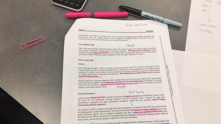 The printout of the case from the RBC Case Competition