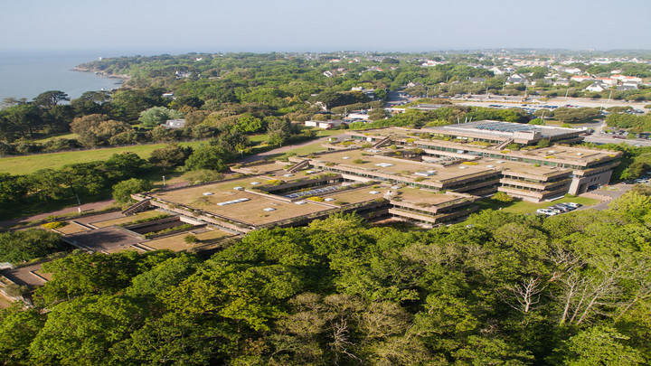 University of Nantes campus viewed from above and nestled amongst a copes of trees