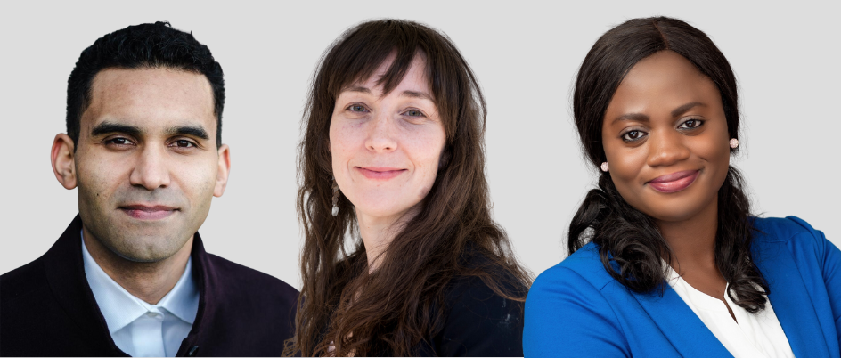 Headshots of the three new faculty members