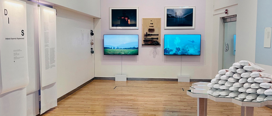 Wide view of the main gallery space featuring current exhibit.