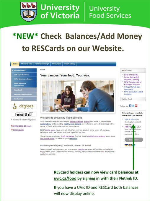 New feature: Check balances/add money to RESCards online