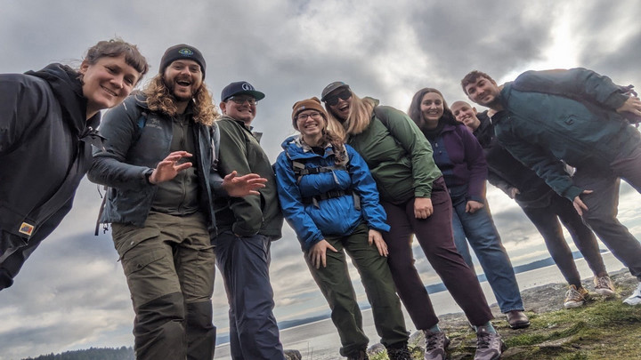 Group of ANTH graduate students enjoying an excursion to Ruckle Provincial Park, Salt Spring Island, BC.