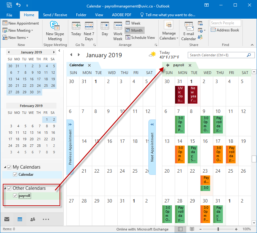 Add the Payroll Calendar to Outlook University of Victoria