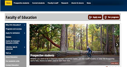 Screenshot of Education website